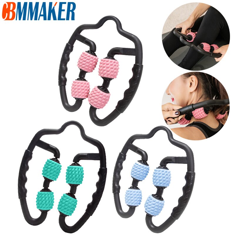 Massagerulle u form triggerpunkt för arm ben nacke muskelvävnad midja fett för fitness gym yoga pilates sport 4 hjul