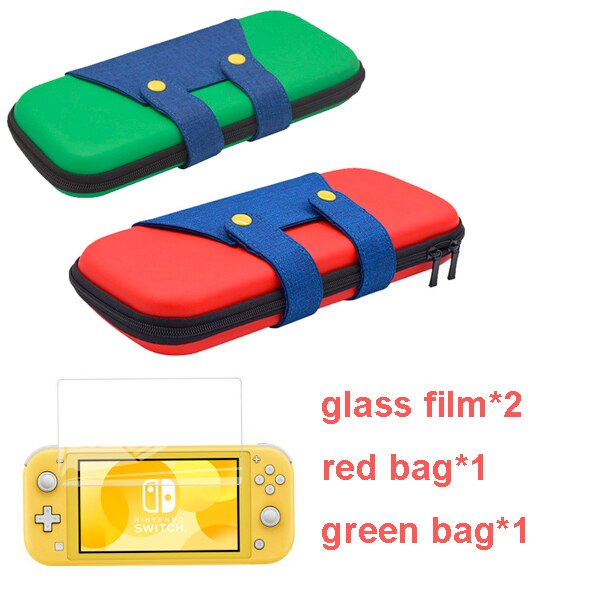 3 In 1 for Nintend Switch Lite Carrying Bag Switch Mini Protector Case for Nintendo Switch Mini Accessories Storage Glass Film: 2 bag 2 glass