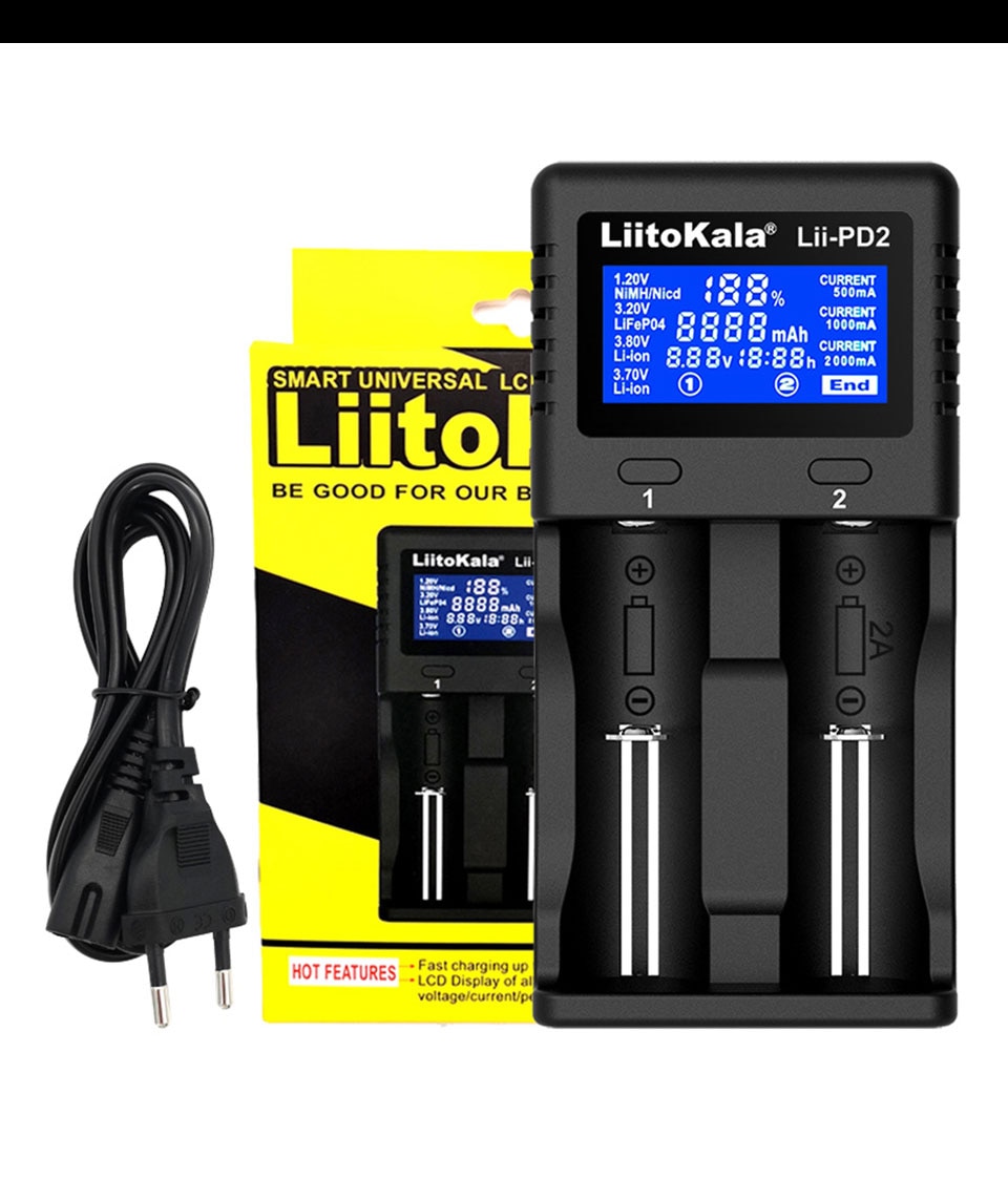 LiitoKala Lii-PD4 Lii-S4 Lii-500S Lii-S6 battery Charger for 18650 26650 21700 AA AAA 3.7V/3.2V/1.2V lithium NiMH batteries