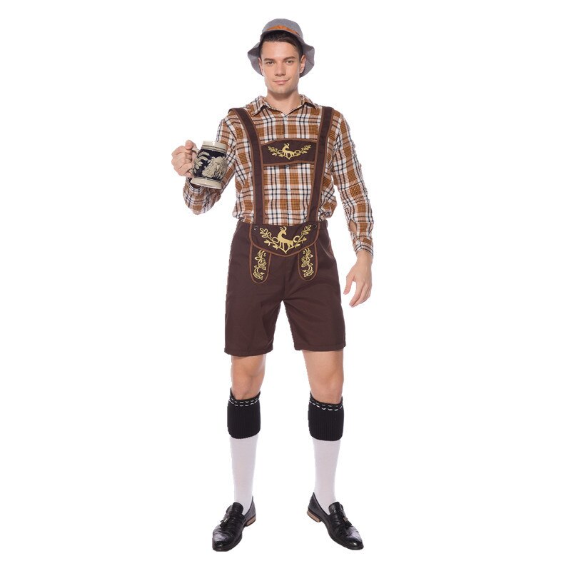 Oktoberfest de Alemania Suspender Lederhosen camisa sombrero traje Bavaria cerveza Festival Halloween vestido de lujo