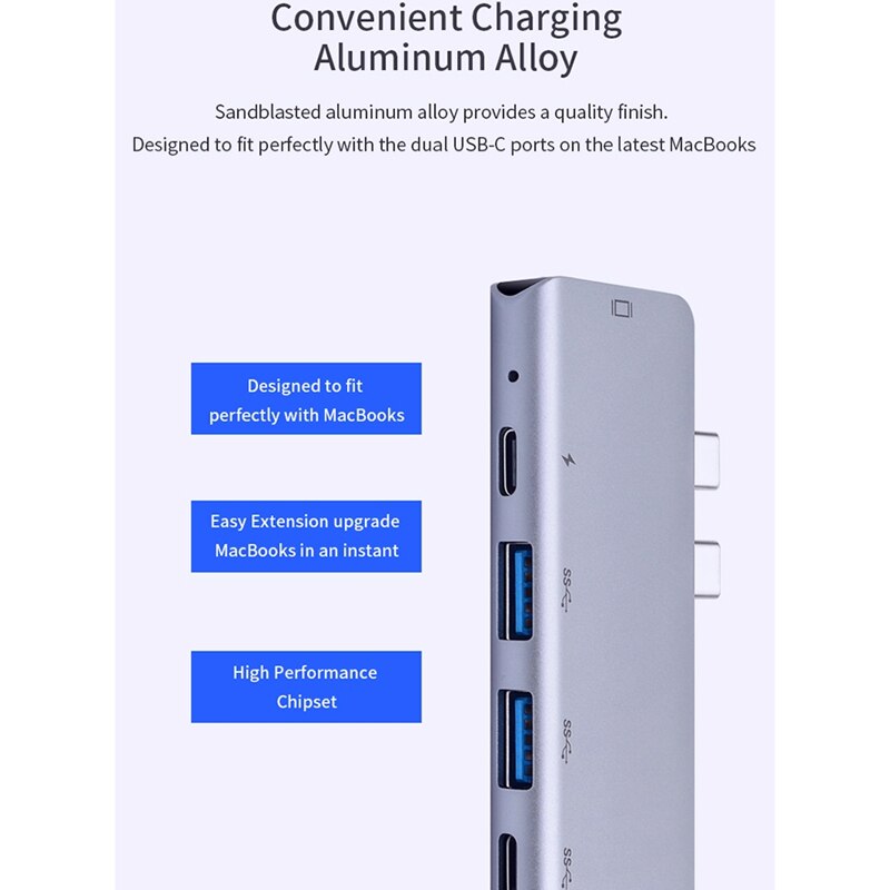 7 in 1 USB Type C Hub Adapter Type C Dock Station for Pro with 4K HDMI USB C USB SD/TF Card Reader