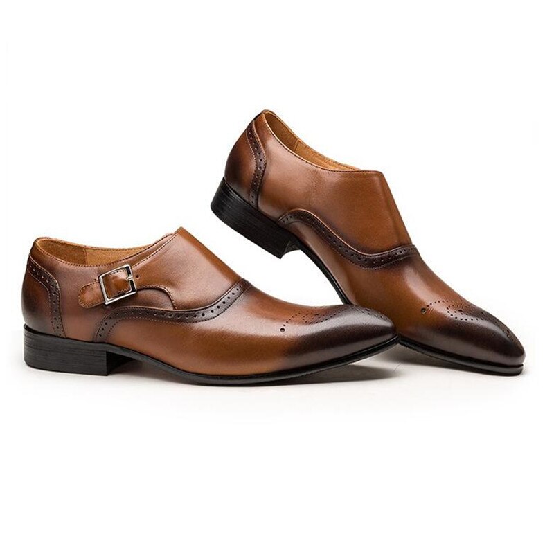 Big Size 38-48 Retro Men Classic Business Formal Shoes PU leather Men Oxford Dress Shoes Gentleman's Monk Strap Shoes