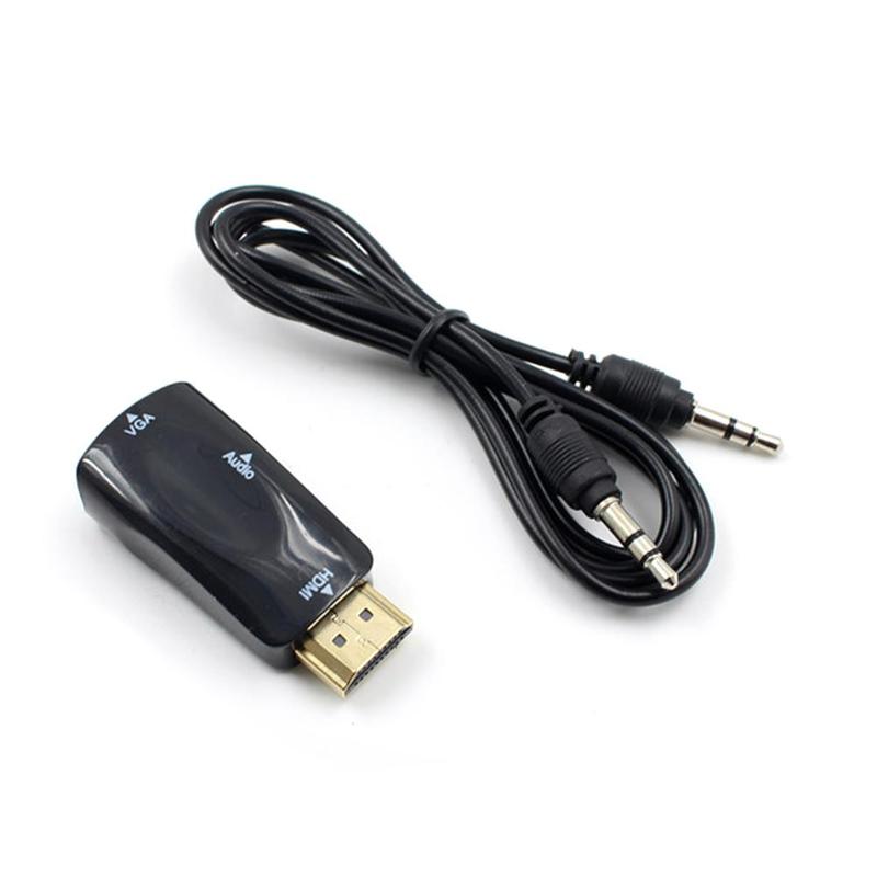 1080P Hdmi-Compatibel Naar Vga Converter Man-vrouw Cable Adapter Digitale Zender Analoge Signaal G5C5: Black