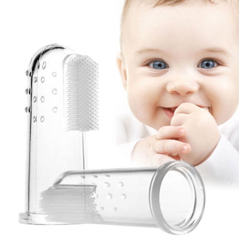 Enfants bébé doigt brosse à dents Silicone brosse à dents + boîte enfant en bas âge infantile dents clair Silicone doux doigt dent brosse dents en caoutchouc