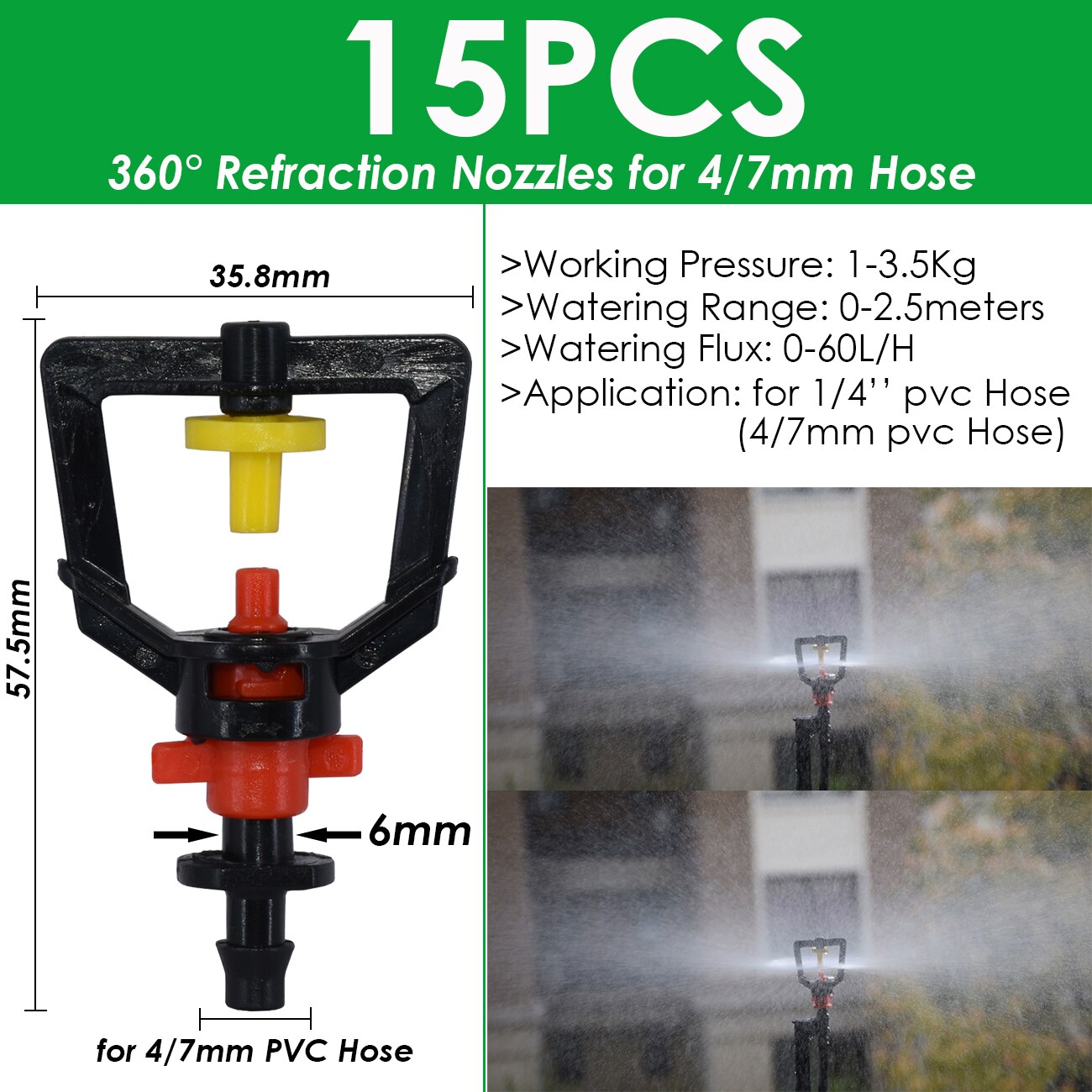 Sprycle 4/7Mm Tuin Verstelbare Irrigatie Staak Sprinkler Emitter Dripper Micro Spuiten Roterende Nozzle Watering Pijl Kas