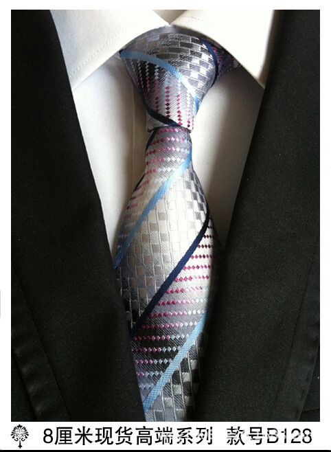 100% silk plaid ties for men shirt wedding cravate pour homme jacquard woven necktie Party gravata Business Formal tie: 128