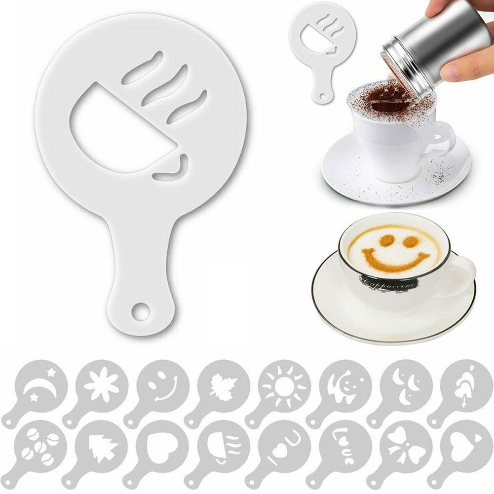 16 stuks/set grappige koffie latte cappuccino koffie voor koffie spray sjablonen strooi sjabloon pad kunst decoratie stofdoek bloem  w0 v 7