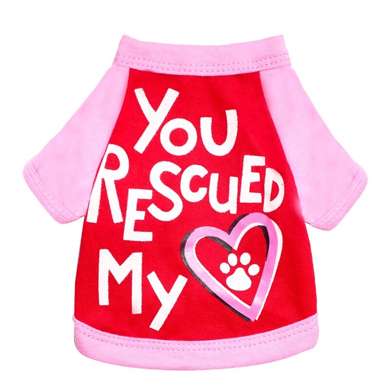 Hond T-shirt Brief Hart Gedrukt Raglan Katoen Dunne Lente Zomer Hond Kleding Kleuraanpassing Puppy Kleding Kat Shirt Maat xs-L: Red / L