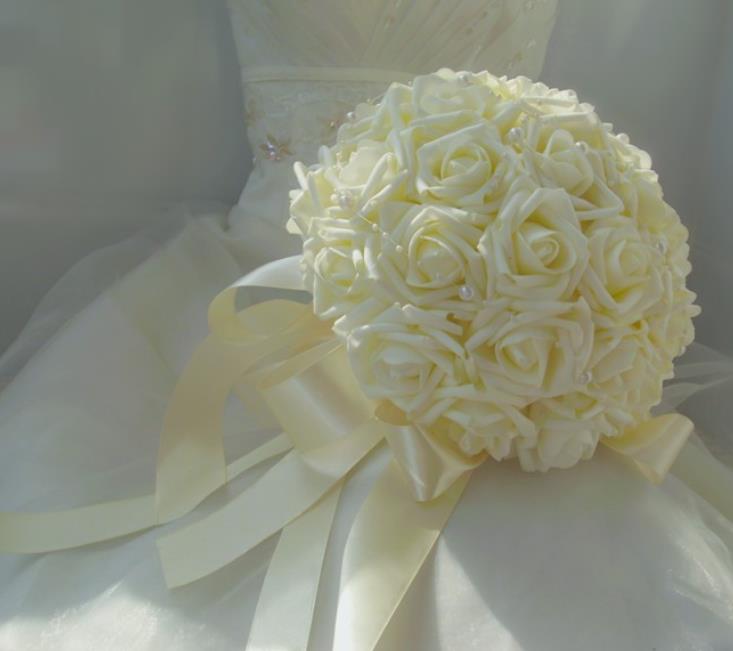 Wedding bouquets flowers artificial flower rose bouquet white bridal bouquets Beautiful Wedding Bouquet Gorgeous Beaded Cry: MODEL 3 ivory