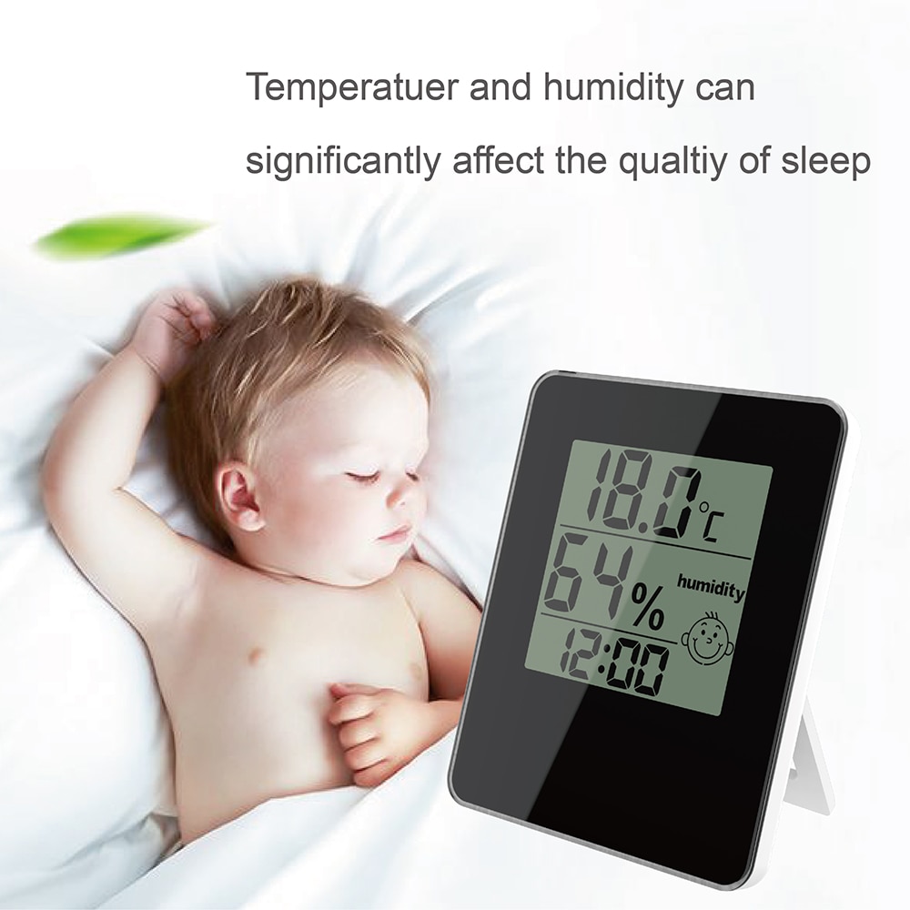 Digital Indoor Thermometer and Hygrometer with Desk Clock Temperature Sensor & Humidity Meter for Home Office Multifunction