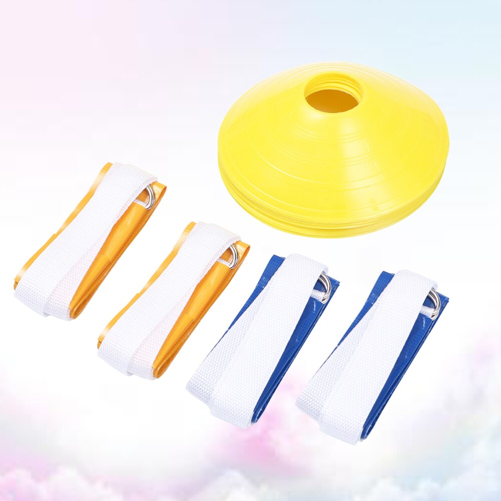 8 Pcs American Football Waist Belt Type Flag Rugby Training Ribbon Game Streamer Label Webbing Sign with 4 Dish Plate Cone Obsta