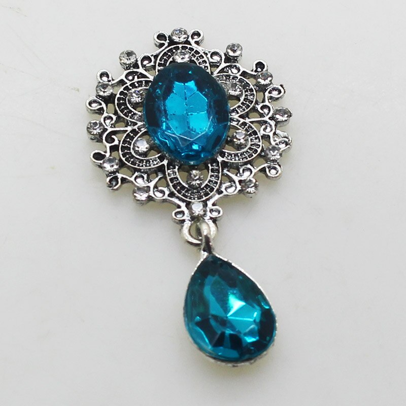 Retro Silver Rhinestone Vlakke Achterkant Broche 46*25Mm 10 Stks/partij Geweven Kleding Accessoires Bruiloft Decoratie Productie: 24