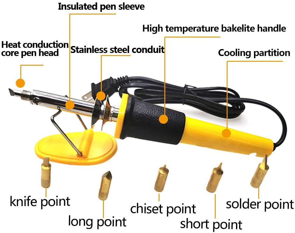 LMDZ 34 Pcs Leather Working Kit, Leather Crafting Tools and Supplies, Leather Starter Kit with Leather Burning Tool