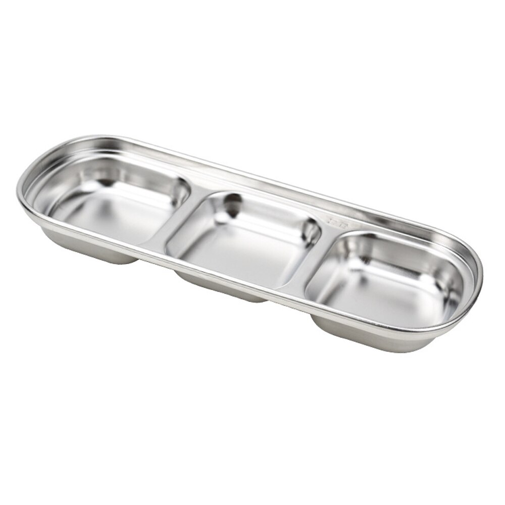 Kitchen Stainless Steel Storage Organizer Plate Saucer Snacks Vinegar Soy Plates Tableware Food Seasoning Tray Dish Tableware: 03