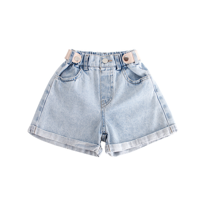 Pantaloni Jeans corti estivi per ragazze grandi pantaloni Casual per adolescenti per ragazze vita elastica pantaloncini di Jeans blu a gamba larga pantaloni 6-16Y: 16