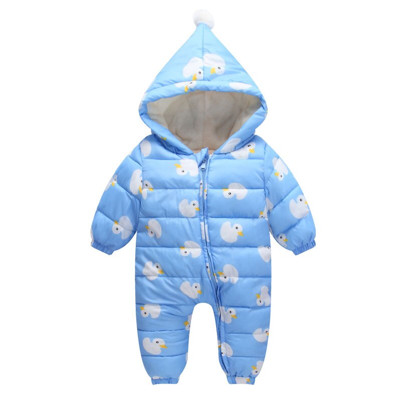 automne et hiver bébé vêtements épaissi bas barboteuse bébé fille costume de neige: Bleu / 9-12M