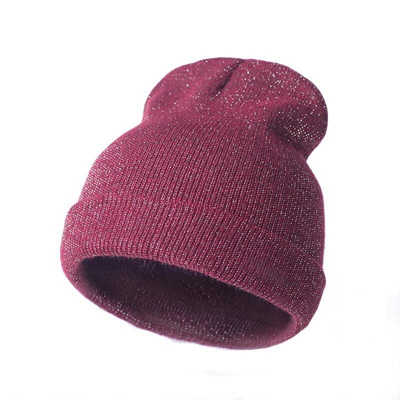Arrivals Shiny Knit Hat Beanies Winter Cap For Women Men Headgear Hip Hop Beanie Skullies Balaclava Baggy Hedging Cap: Red