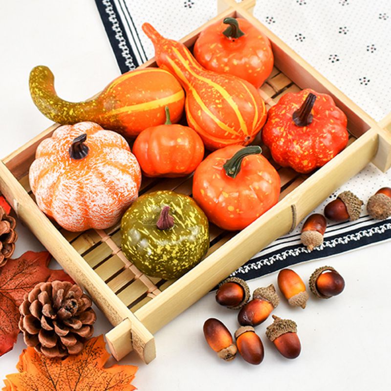 50Pcs/166Pcs Simulatie Pompoen Gouden Herfst Pompoen Halloween Pompoen Thanksgiving Decoratie Pompoen Props Decor Diy Craft