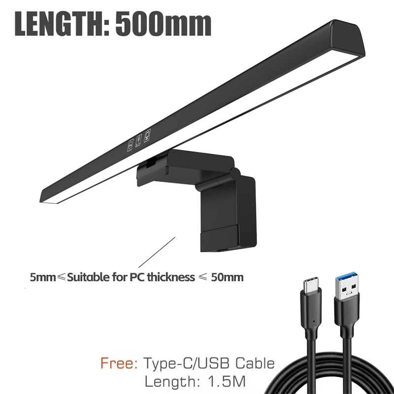 50 cm Computer Monitor Licht Bar Bildschirm Hängen Lichter Stufenlose Dimmen Für Studie Lesen Licht Tisch Monitor Lampe Schreibtisch Beleuchtung: Schwarz