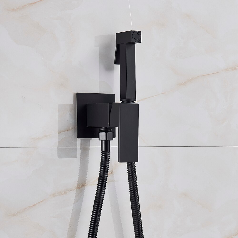 Shinesia Brass Shower Tap Bidet Faucet Washer Mixer Muslim Shower Ducha Higienica Cold&amp Water Mixer Crane Square Shower Spray