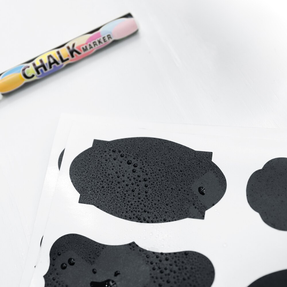 112pcs/set Blackboard Labels Waterproof Blackboards Sticker Mixed Color 9X5cm with Ink Pen Reusable Blackboard Vinyl Set