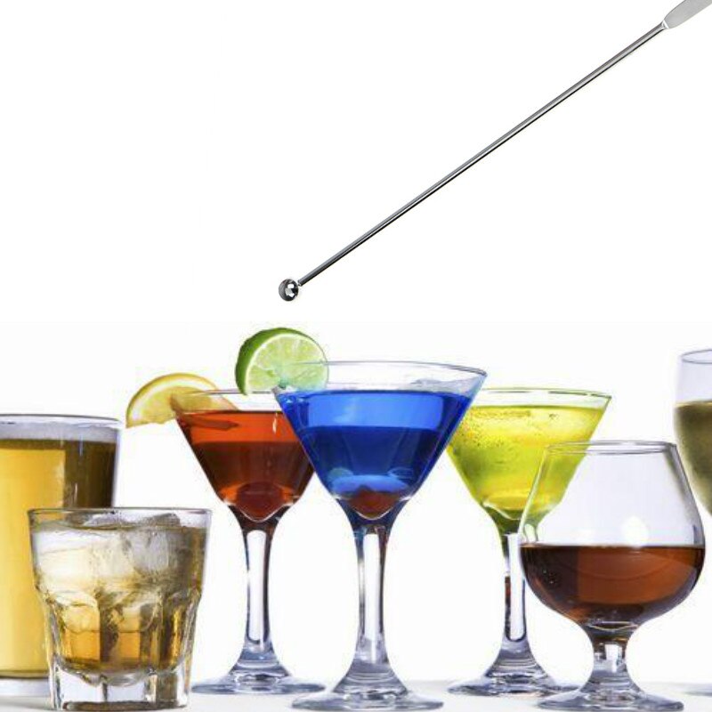 1PC Coffee Stir Stick Stainless Steel Mixing Cocktail Stirrers Sticks For Wedding Party Bar Cocktail Swizzle Stick Stirrer 19cm