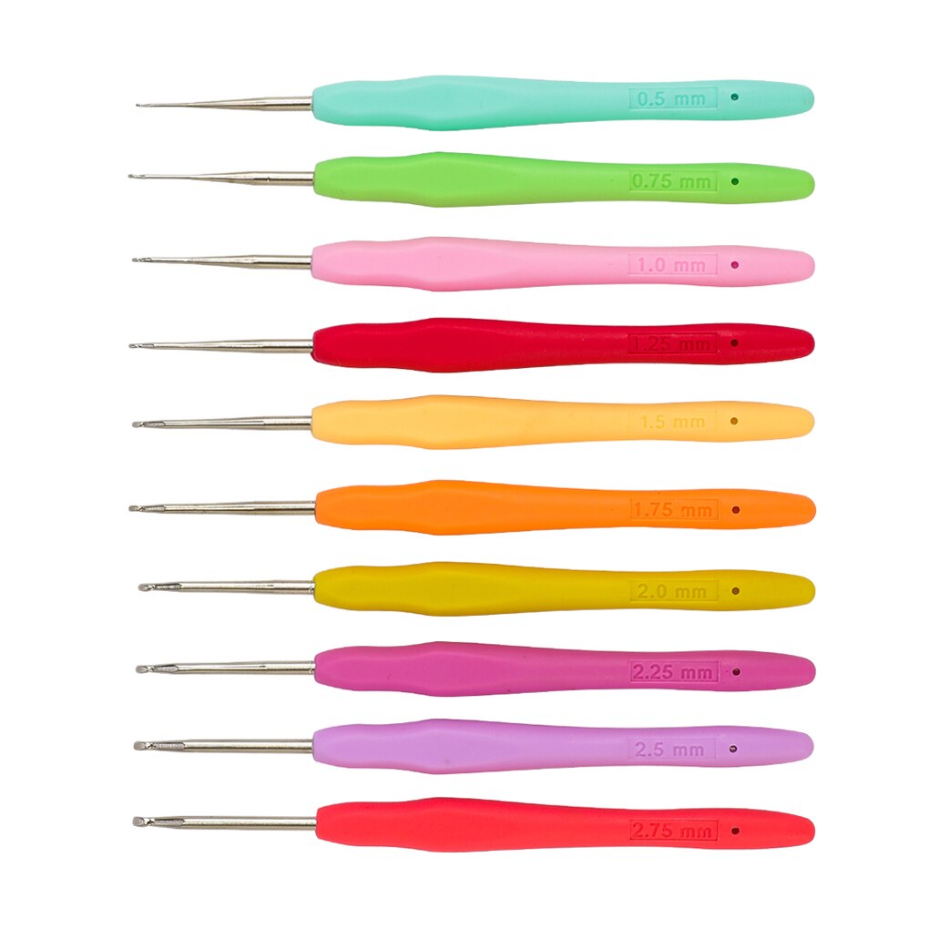 10pcs Small Size Lace Crochet Hooks Set Soft Grip Handle Knitting Weave Yarn Craft Crochet Hooks