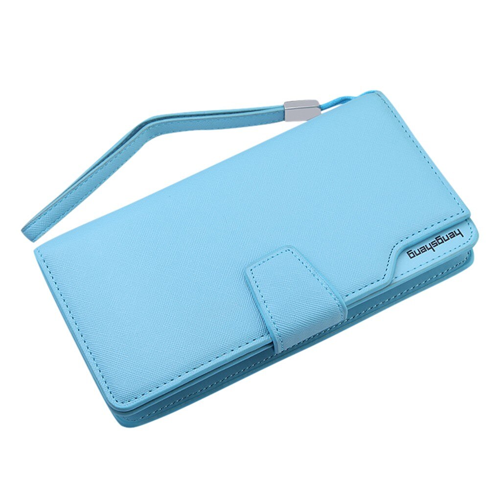 Women's Wallet Folds Casual Pure Color Large-capacity Clutch Soft Multi Wallet For Credit Cards Women #G2: Blue