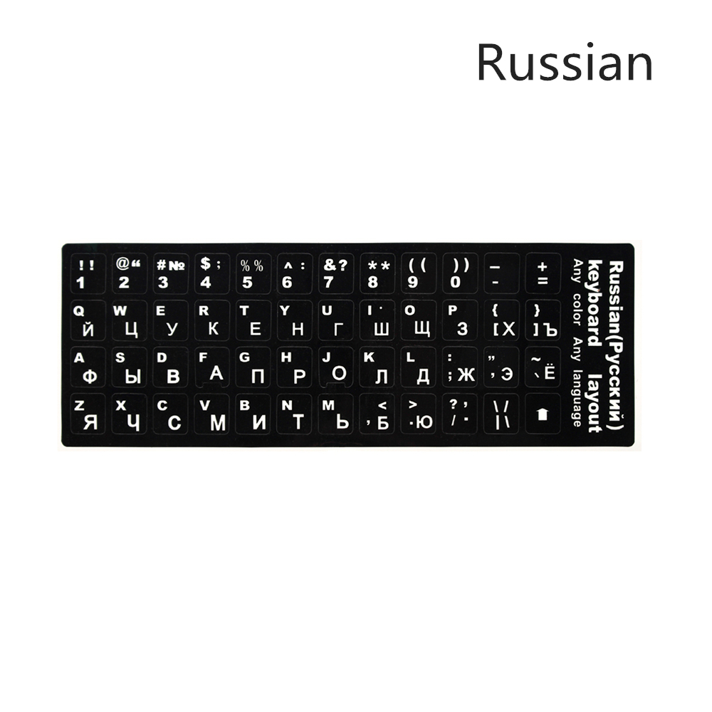 Spanish Keyboard Stickers Arabic Cangjie French Korean Thai Italian English Alphabet Keyboard Layout Stickers Black for Laptops