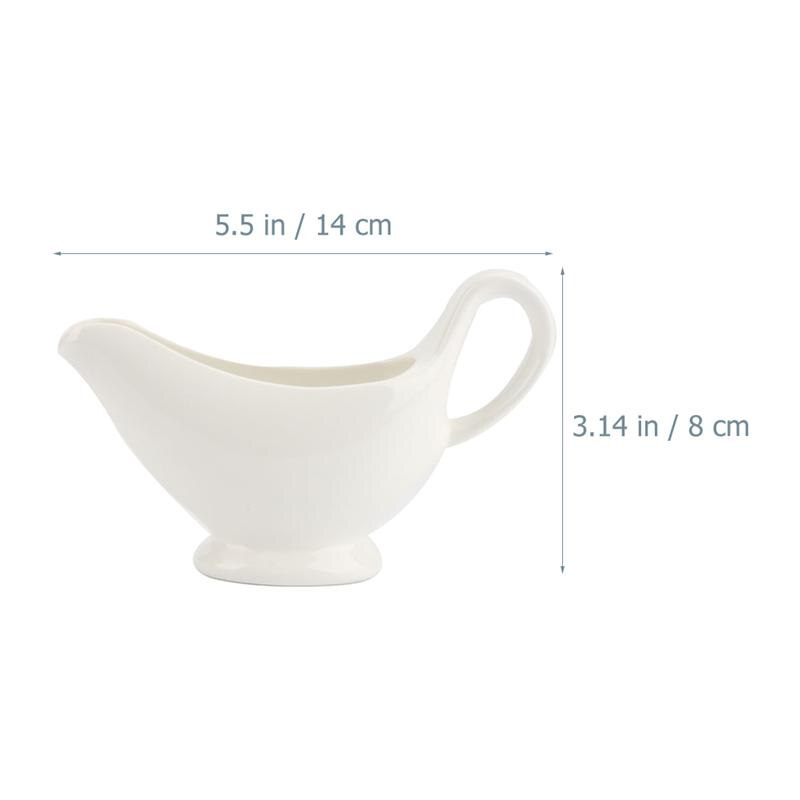 2Pcs Pure White Boat-Shaped Sauce Pot Ceramics Gravy Can Gravy Sauce Boats Condiment Boats Saucier Boats With Handle