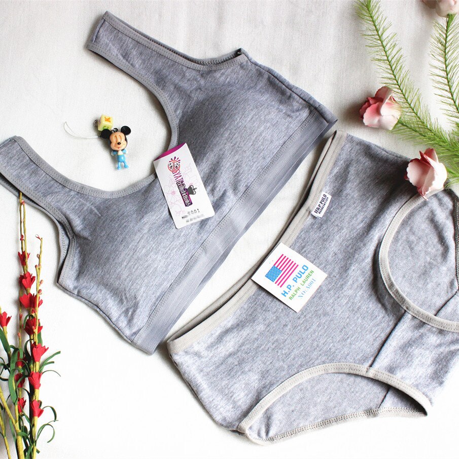 Biustonosz dla nastolatków zestaw bielizna dla dziewcząt stanik bawełna 8-16Y dzieci temblak duża dziewczynka's trening letni biustonosz sportowy + zestaw majtek