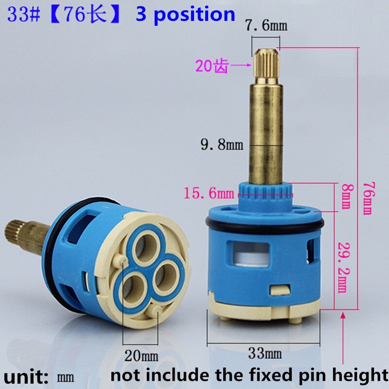 1pc chuveiro acessórios do cartucho torneira da sala de chuveiro banheira válvula mistura água 3 posição 4 posição instalação escondida: 33mm Dia. 3P 76mm L