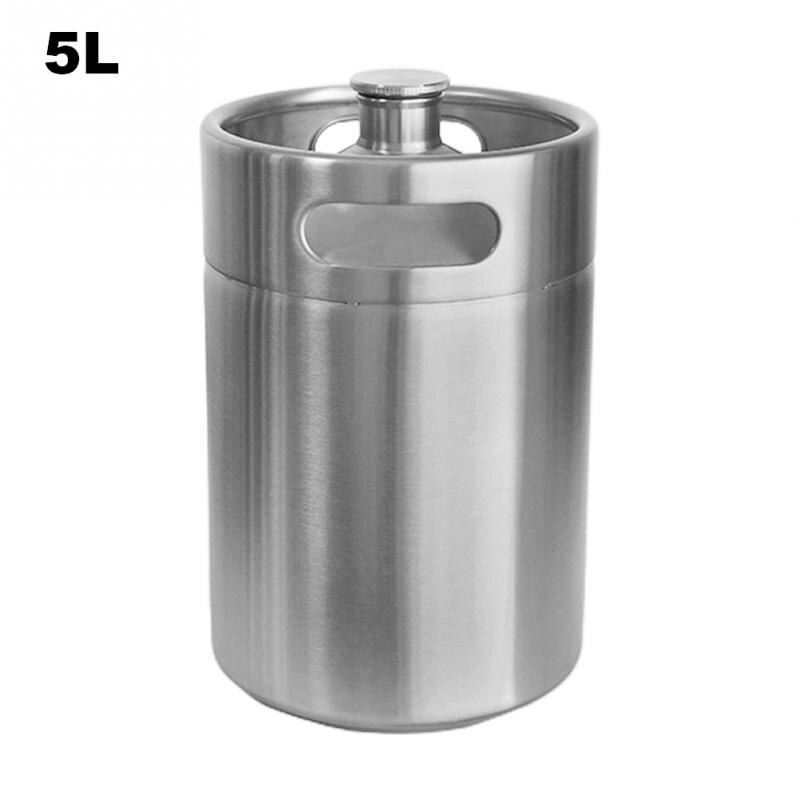 Portable Beer Making Home Brewing Heat Preservation Kitchen Travel Barware With Lid Crafts Mini Keg Growler Party Supplies: 5L