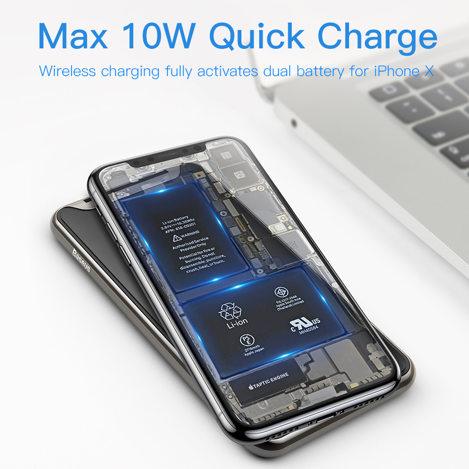 Baseus Triple Coil Wireless Charger Pad For iPhone X Xs Max XR Desktop Fast Wireless Charger Stand For Samsung Note9 S9 S8