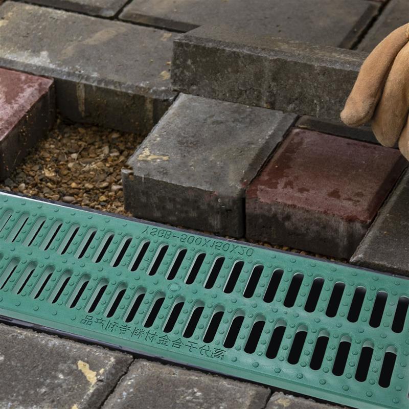 Outdoor Sewer Drain Grate Drainage Grate Plastic Sewer Rainwater Well Rectangular Sewer Cover Channel Grid Grate Green