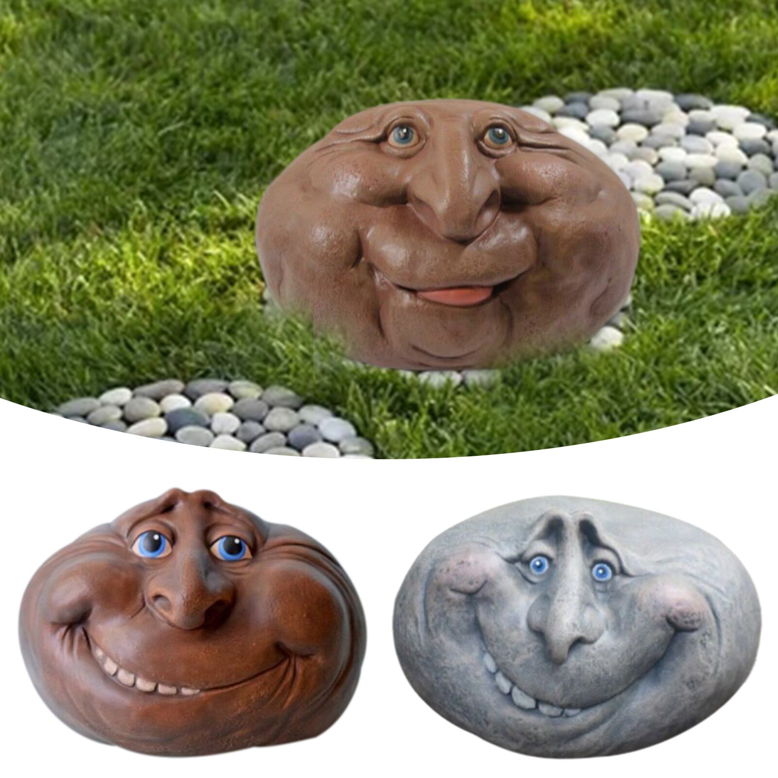 Rock cara jardín arte esculturas de resina místico jardín piedras para interior exterior Patio porche casa decoración . Exclusivo.