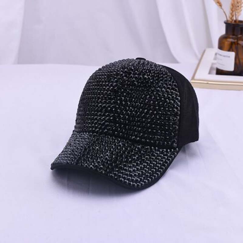 XEONGKVI-casquette de Baseball | Éblouissement coréen, couleur du travail manuel, tarière, casquette de Baseball, printemps automne, Snapback, chapeaux en maille de coton pour femmes: Black