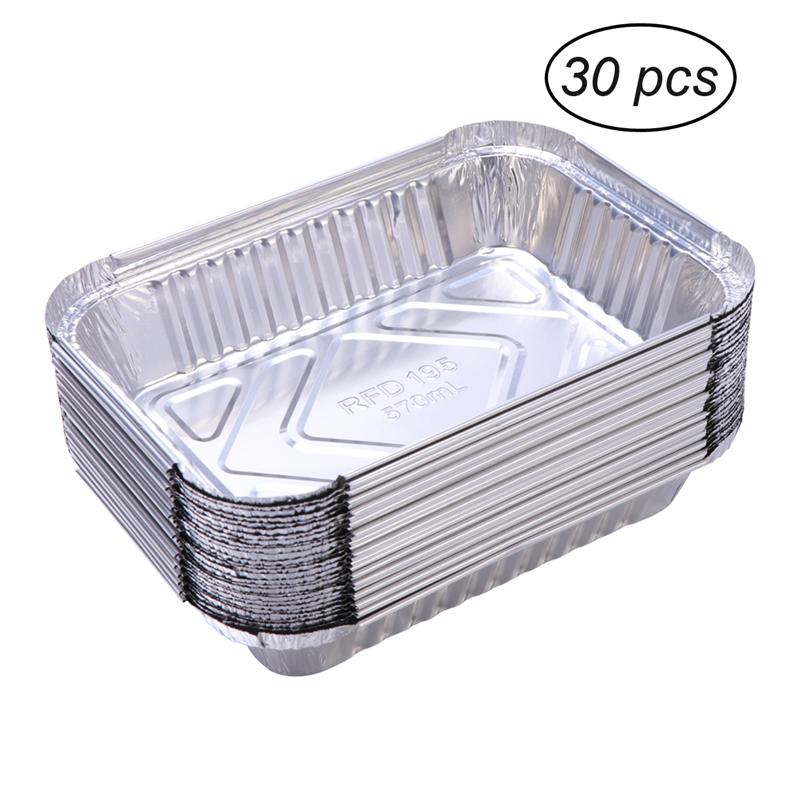 10/30pcs 570ml Disposable BBQ Drip Pan Tray Aluminum Foil Tin Liners For Grease Catch Pans Replacement Liner Trays Without Cover: 30pcs A