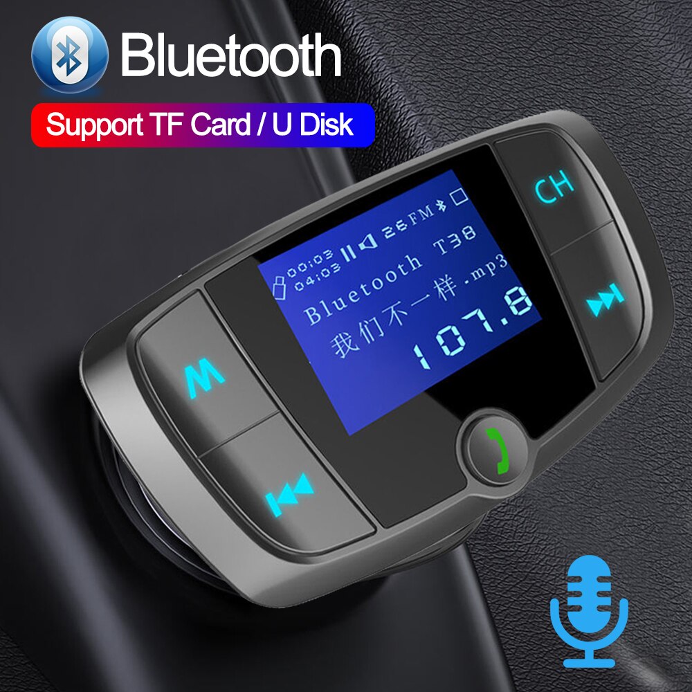 JINSERTA Bluetooth FM Transmitter Dual USB Charger Wireless Handsfree Car Mp3 Player Support U Disk / TF Card Music Play