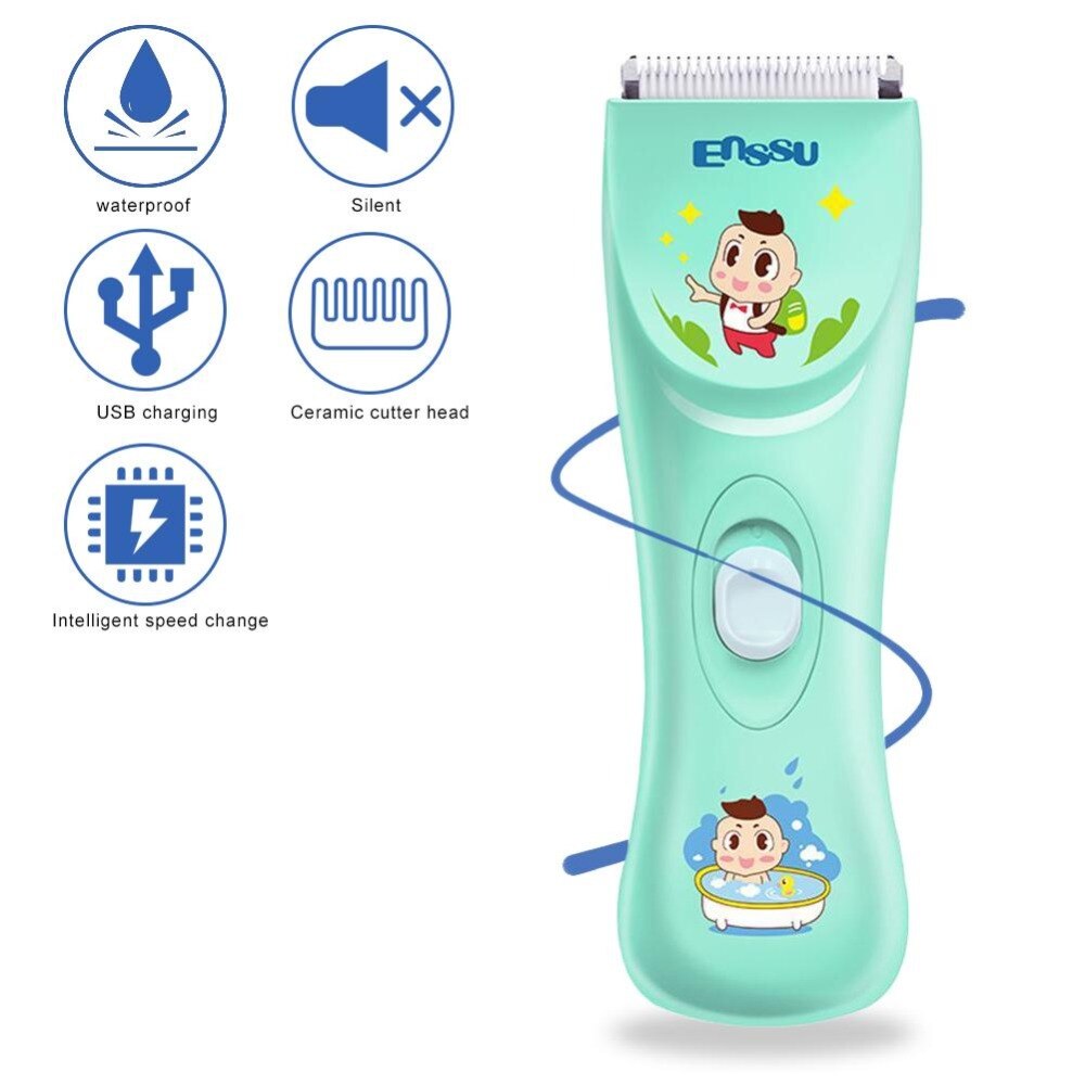 Enssu usb genopladelig babyhårstrimmer elektrisk støjsvag vandtæt hårklipper til børn og børn med hårklippemodeller