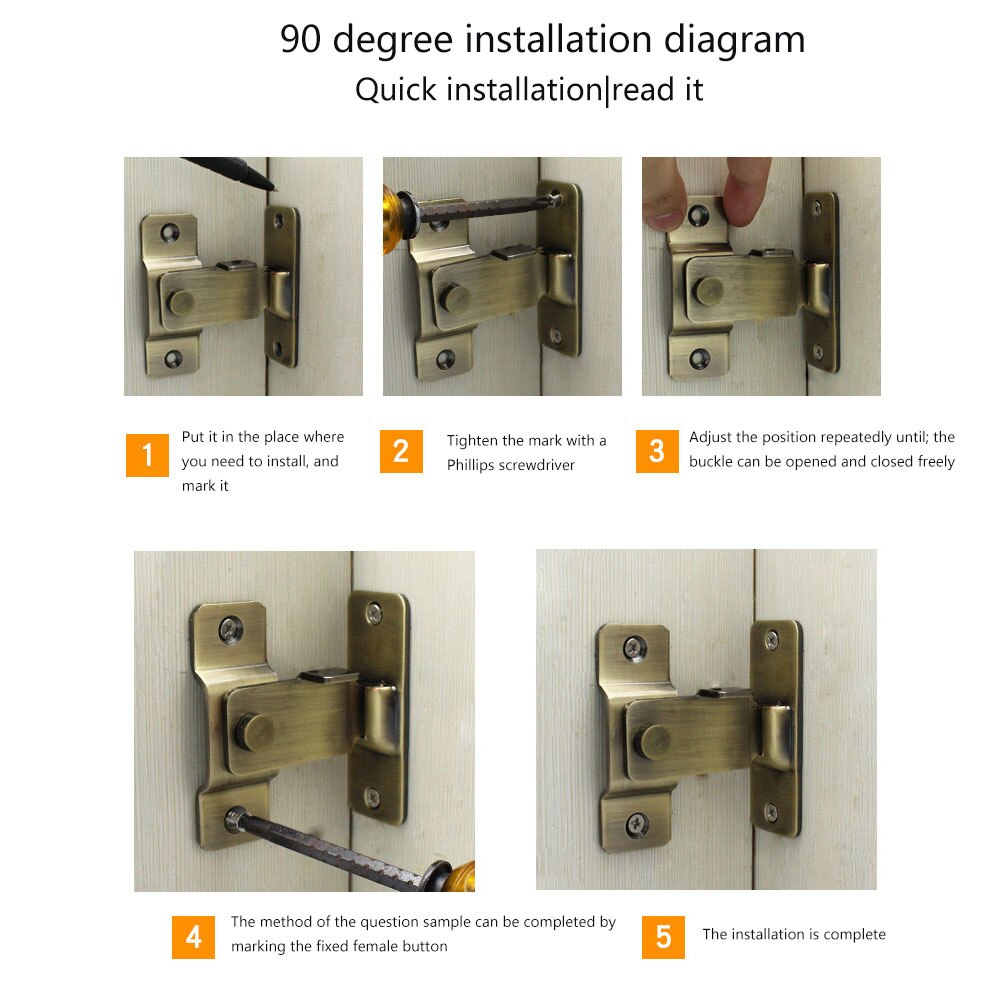 Universal Flip Lock Gate Anti-theft Right Angle Door Latch Bathroom Thick Window Home Stainless Steel Safety Hasp Sliding Barn