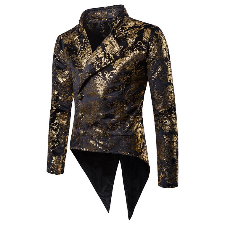 Mens Oro Doratura Frac Rosso del Rivestimento del Vestito 2018 del Nuovo Doppio Petto Risvolto del Vestito della Giacca Sportiva Degli Uomini di Cerimonia Nuziale Del Partito Smoking Giacca Sportiva Hombre: Gold / XXL