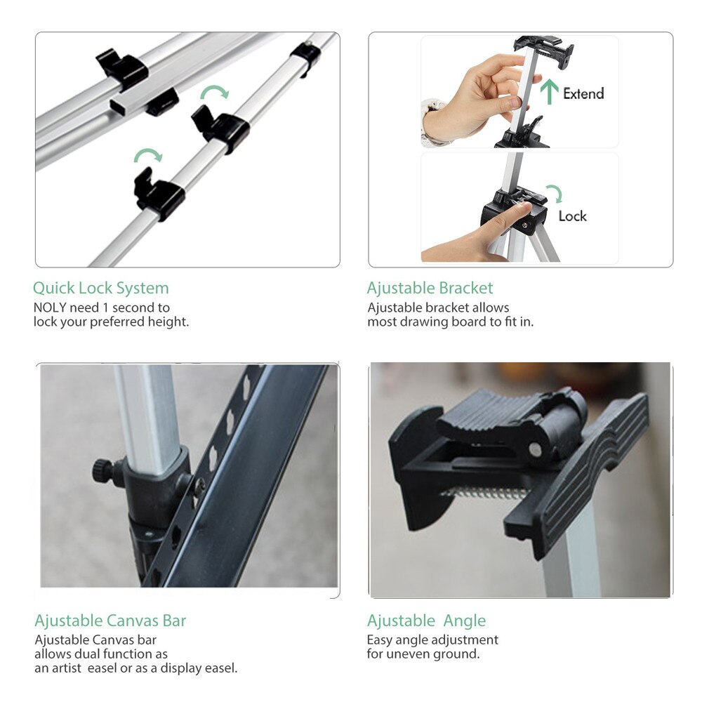 Artist Aluminum alloy Field Easel Folding Stand Table Top Floor Art Drawing Adjustable Height bracket sketch sketching easel