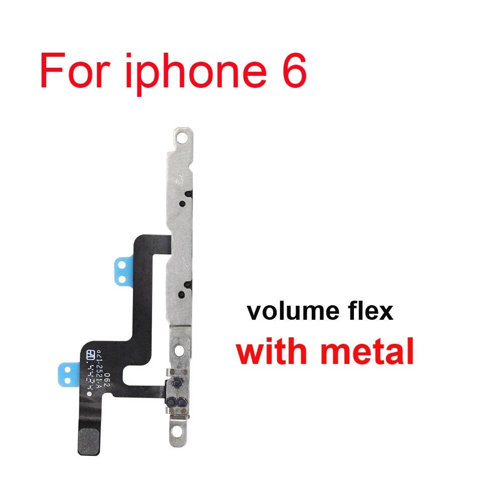1 stk power flex med metalholder til iphone 5 5s 6 6s 7 8 plus mute switch strømstyrkeknap flex kabel: For 6g bind