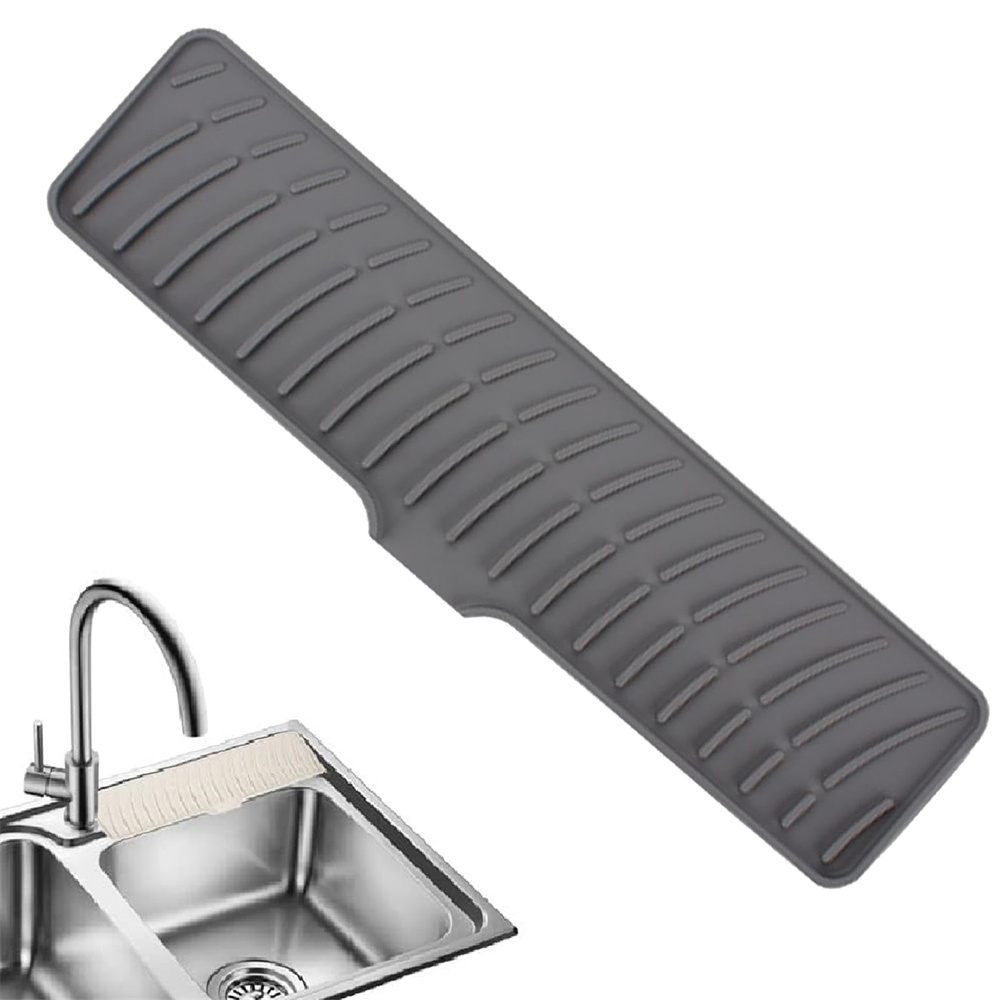 Tapis de vidange en Silicone pour évier de cuisine, protection contre les éclaboussures autour du robinet, tapis de protection derrière le robinet avec collecteur d'égouttage pour les lèvres
