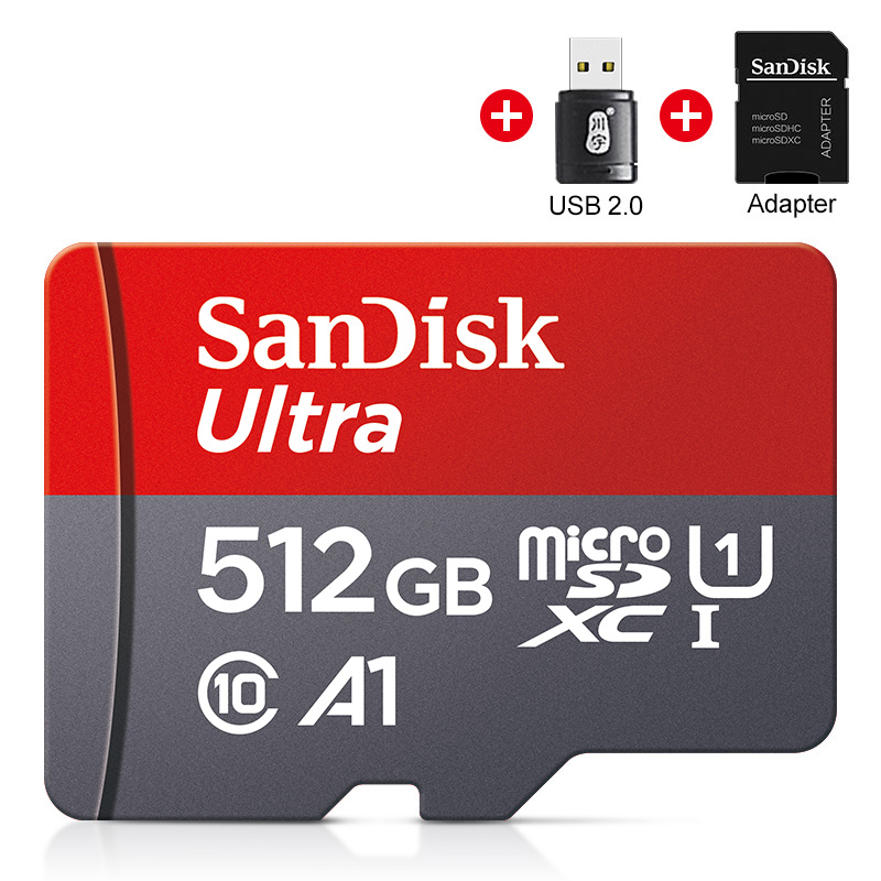 Carte mémoire Micro SD TF/SDCard 32 go 64 go 256 go 512 go 120 M/S Class10 UHS-1 Flash Ultra 128 go caméra/téléphone pour lecteur de carte/adaptateur: 512 GO