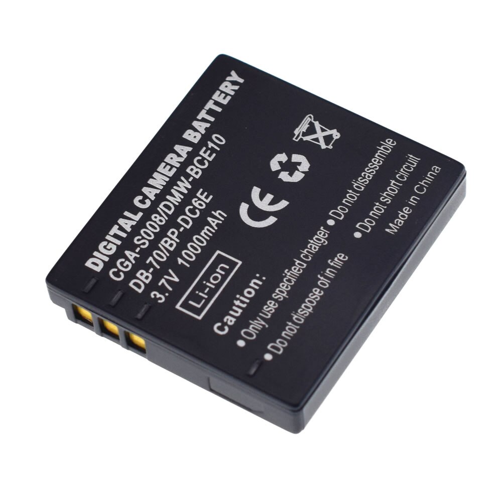 2x Battery for Panasonic Lumix CGA-S008E DMW-BCE10E VW-VBJ10E Leica BP-DC6-E DMC-FS3 FS5 FS20 FX30: 1 Battery