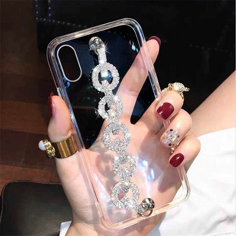 Bling Rhinestone Bracelet Phone Case For iPhone 11 Pro Max XR X Max XS 7 8 Plus Arcylic Shock Proof Phone Back Cover