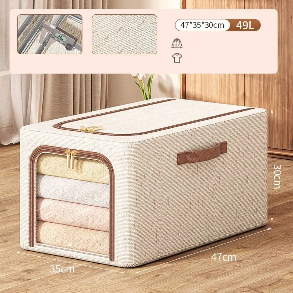 Visible Window Clothes Storage Bins with Durable Handle Foldable Wardrobe Sorting Storage Bucket Clothes Organizer: light green