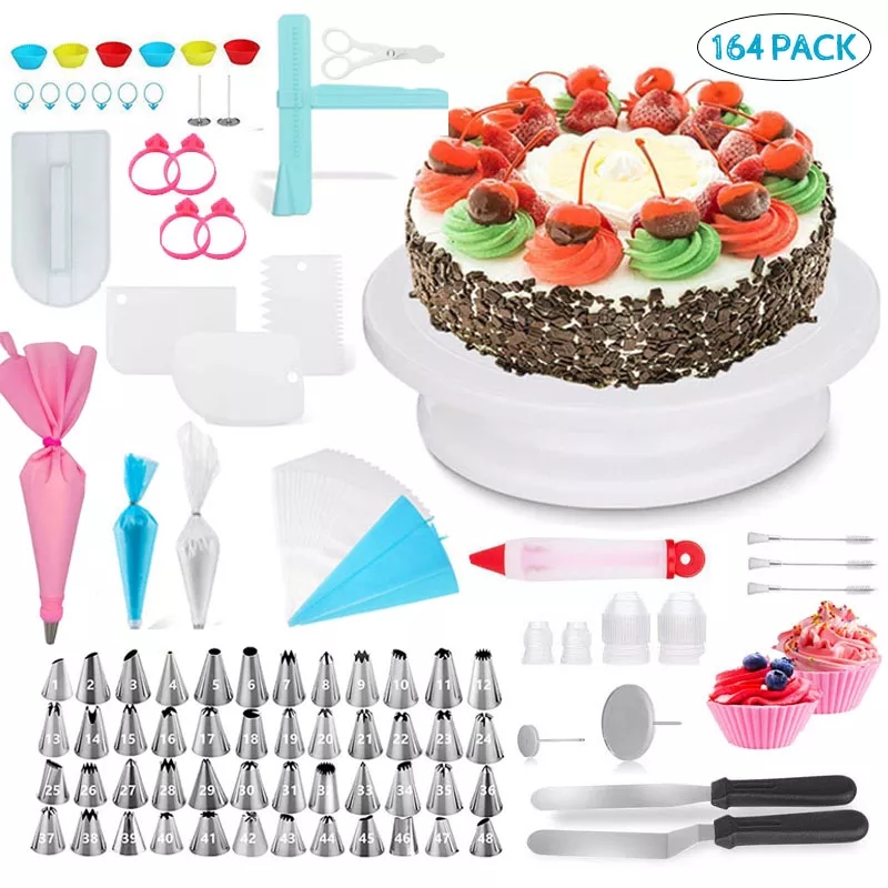 Cake Decorating Tools Kit Rotary Table Baking Tool Piping Nozzle Set Spatula Fondant